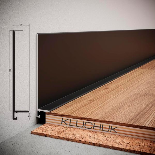 Плинтус алюминиевый "Антиплинтус" черный NL60 