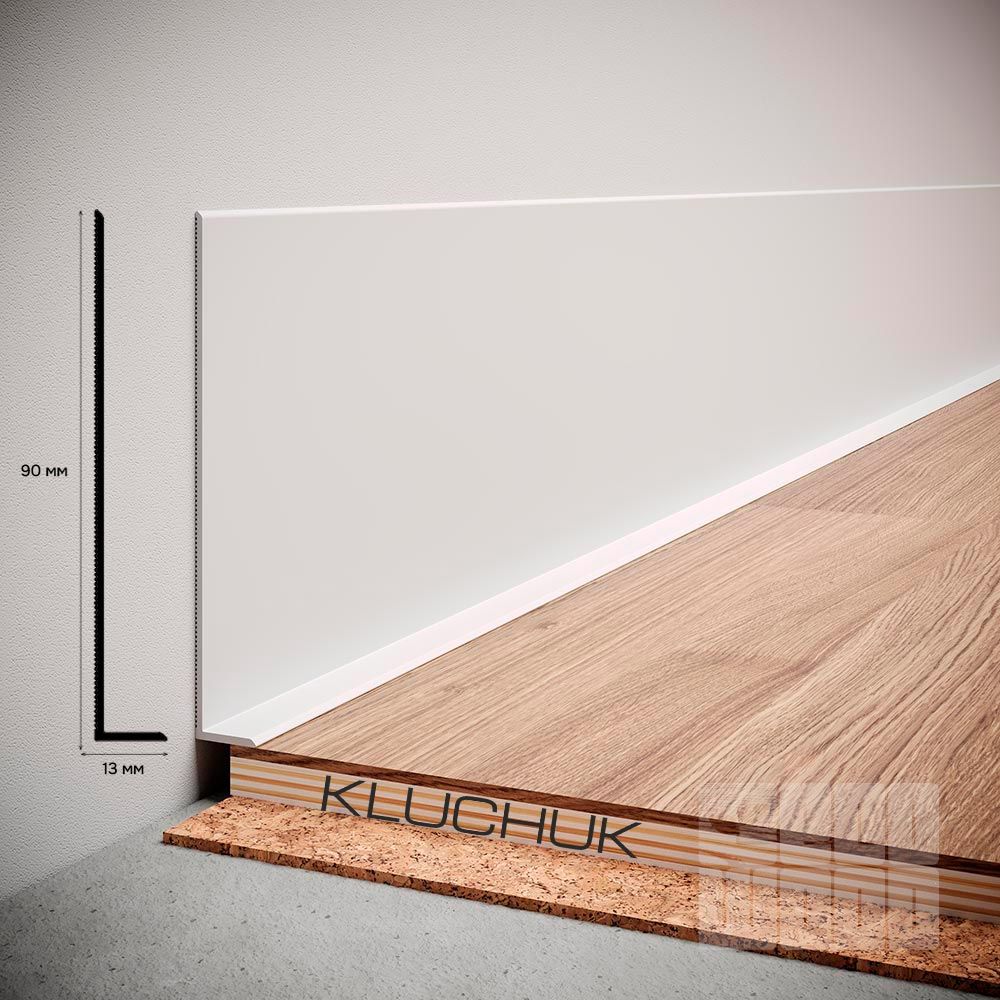 Плинтус алюминиевый "Антиплинтус" белый NL90 