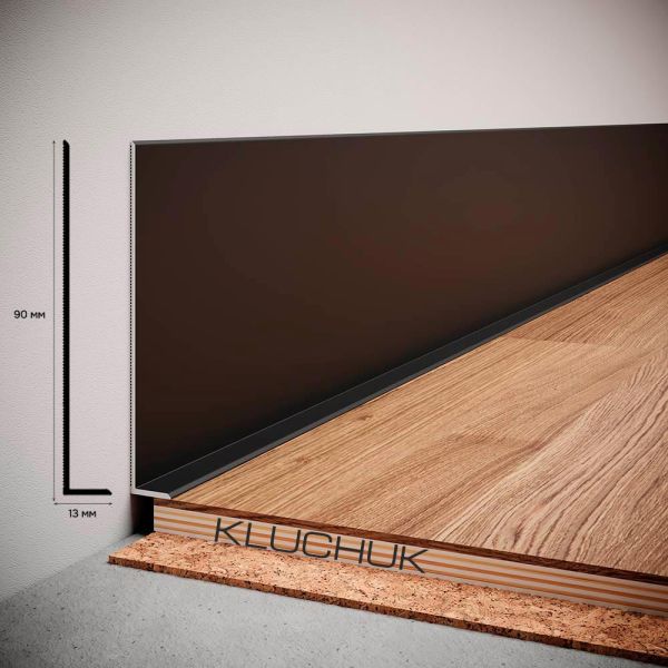 Плинтус алюминиевый "Антиплинтус" черный NL90 